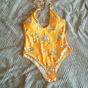 Yellow one piece swimsuit